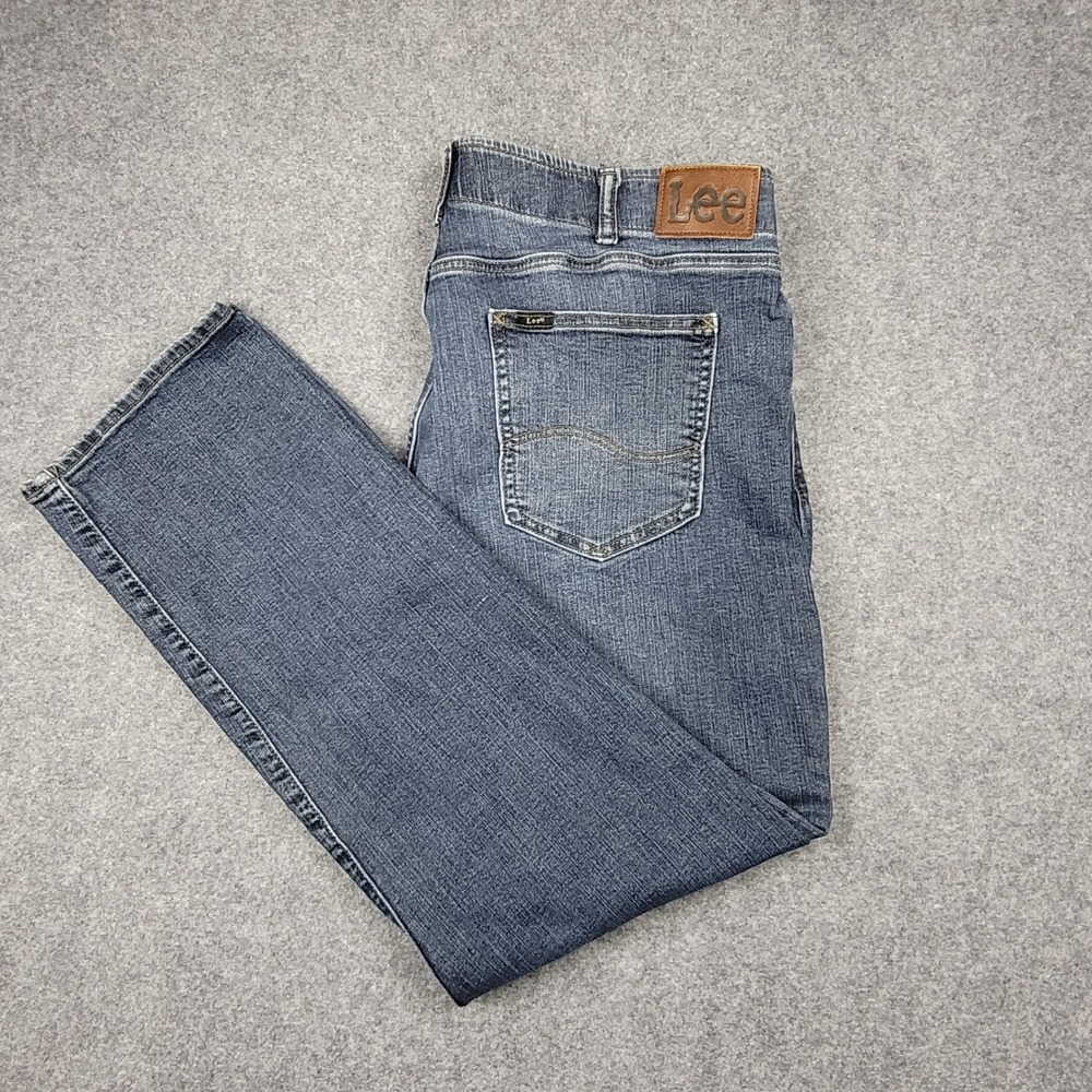 Lee Extreme Motion Straight Fit Tapered Leg Jeans Mens 38x32 Blue Performance